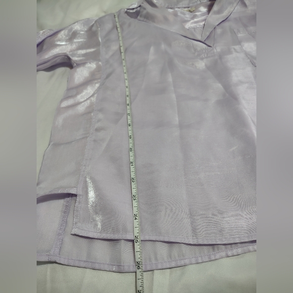 Pilcro Anthropologie Lilac Shine Blouse Satin Button Down Top Long Sleeve Shirt - Picture 11 of 11